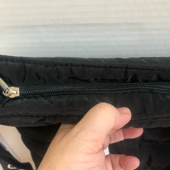 Sephora Black White north south full zip puffy nylon tote shoulder crossbody bag - Picture 5 of 10